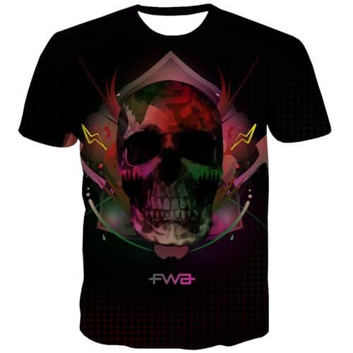 Skull T-shirt Men Colorful Tshirts Cool Hip Hop Tshirts Casual Rock Shirt Print Gothic Tshirt Anime Short Sleeve Hip hop Mens - KYKU