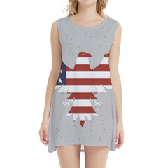 Eagle Dress Women Animal 3d Print United States Halter Sleeveless Usa Sundress Graffiti Ladies Dresses Womens Clothing Club