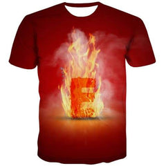Letter T-shirt Men Flame Tshirt Printed Red Tshirts Novelty Fire Shirt Print Gothic T-shirts Graphic Short Sleeve Hip hop Unisex - KYKU