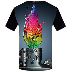 Rainbow T shirts Men Colorful Tshirts Casual Graffiti Tshirts Novelty Abstract Tshirt Printed Gothic Shirt Print Short Sleeve - KYKU