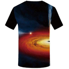 Galaxy Space T shirts Men Black Hole Tshirt Printed Lightning Tshirts Novelty Psychedelic Tshirts Cool Gothic T shirts Funny - KYKU
