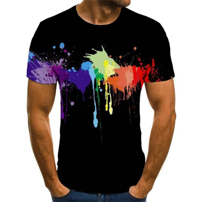 
tshirt abstract  tee shirt personality  Casual men's fun geometric colorful art art costume
                
