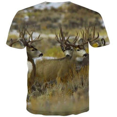 Elk T-shirt Men Animal Tshirts Novelty Funny Tshirts Cool Lovely T-shirts 3d Deer T-shirts Graphic Short Sleeve summer Unisex - KYKU