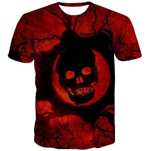 Skull T shirts Men Terror Tshirt Anime Flame T-shirts 3d Funny Tshirt Printed Gothic T-shirts Graphic Short Sleeve Full Print - KYKU
