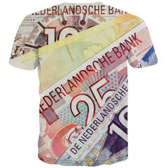 Money T-shirt Men Netherlands T shirts Funny Geometric Tshirt Printed Harajuku Tshirts Cool Colorful Shirt Print Short Sleeve - KYKU