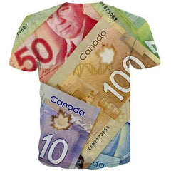 Money T shirts Men Maple Leaf T-shirts 3d Canadian Dollar Tshirt Printed Canada Tshirts Novelty Harajuku Tshirts Cool - KYKU