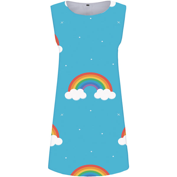 Rainbow Dress Women Cloud Tank Space Office Colorful Korean Style Womens Clothing Summer