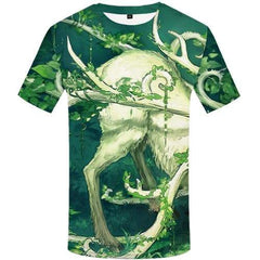 Deer T-shirt Men Animal T shirts Funny Forest Tshirts Cool Leaf Tshirt Anime Harajuku Tshirts Novelty Short Sleeve Hip hop - KYKU