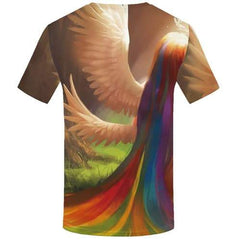 Rainbow T shirts Men Graffiti Tshirts Casual Feather Tshirts Cool Colorful Tshirts Novelty Art Shirt Print Short Sleeve summer - KYKU