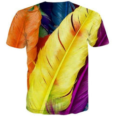 Feather T-shirt Men Colorful Tshirts Cool Harajuku Shirt Print Painted Tshirt Anime Psychedelic T-shirts Graphic Short Sleeve - KYKU