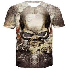 Skull T shirts Men Terror Shirt Print Funny Tshirt Printed Gothic Tshirts Casual Punk Rock Tshirt Anime Short Sleeve Hip hop Men - KYKU