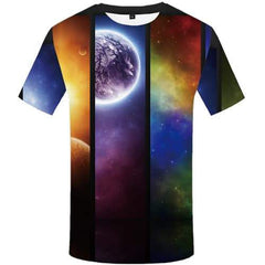Colorful T shirts Men Galaxy Space T-shirts 3d Moon Tshirts Cool Nebula T-shirts Graphic Gothic Tshirts Novelty Short Sleeve - KYKU