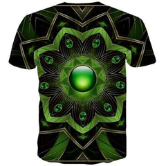 Psychedelic T shirts Men Metal Tshirt Anime Geometric T-shirts Graphic Green Tshirt Printed Gothic Tshirts Casual Short Sleeve - KYKU