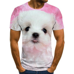 shirt Little White dog Puppy Cute Pets Funny 3D t shirt big Smart dogs Casual man art costume