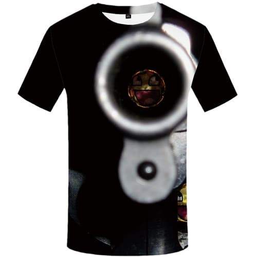 Gun T shirts Men Metal Tshirts Casual Military Shirt Print Fantasy T-shirts Graphic Black Tshirts Cool Short Sleeve summer - KYKU