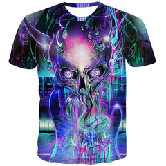 Skull T-shirt Men Abstract Tshirts Novelty Gothic T-shirts Graphic Hip Hop Tshirt Printed Colorful T-shirts 3d Short Sleeve - KYKU