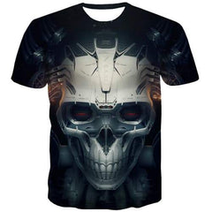 Skull T shirts Men Skeleton T-shirts 3d Metal Tshirts Casual Black Tshirt Printed Gothic Tshirt Anime Short Sleeve Full Print - KYKU