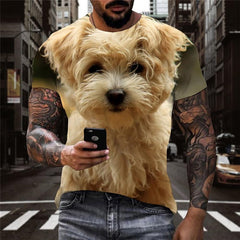 dog shirt Puppy Cute animal tee shirt Cool art costume big Smart dogs men's