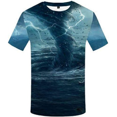 Coconut Tree T-shirt Men Ocean T shirts Funny Lightning T-shirts Graphic Vortex Tshirt Printed Mountain T-shirts 3d Short Sleeve - KYKU
