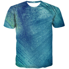 blue gradient irregular texture shirt special texture tee shirt different Cool art costume men