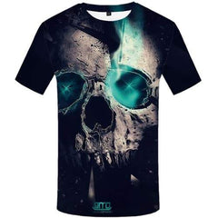 Skull T-shirt Men Skeleton Tshirt Anime Aurora T-shirts 3d Black Tshirts Casual Geometric Tshirt Printed Short Sleeve T shirts - KYKU