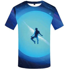 Galaxy Space T-shirt Men Character T-shirts 3d Moon Tshirt Printed Nebula Tshirts Novelty Blue Shirt Print Short Sleeve Fashion - KYKU
