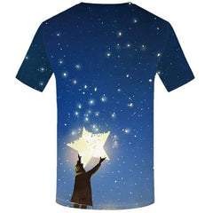 Galaxy Space T shirts Men Star Tshirt Printed Character Tshirt Anime Cartoon Tshirts Casual Abstract Shirt Print Short Sleeve - KYKU