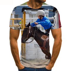 Animal T-shirt Men Horse Tshirts Casual Hip Hop Tshirt Printed Mens Clothing