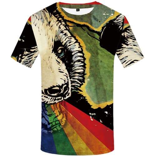 Rainbow T shirts Men Unicorn Tshirts Novelty Animal Shirt Print Colorful Tshirts Casual Feather T-shirts Graphic Short Sleeve - KYKU