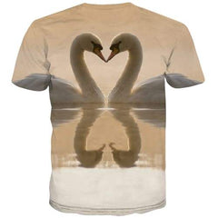 Animal T-shirt Men Swan Tshirts Casual Lovely Tshirts Novelty Play Shirt Print Harajuku Tshirt Anime Short Sleeve Full Print Men - KYKU