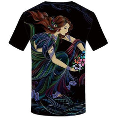 Character T-shirt Men Flower T-shirts Graphic Colorful T shirts Funny Black Tshirt Printed Harajuku Tshirts Cool Short Sleeve - KYKU