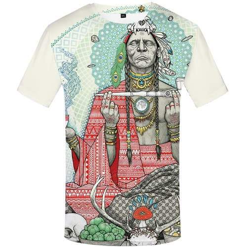 Indians T-shirt Men Harajuku Tshirt Anime America Tshirts Cool Feather T-shirts 3d Colorful T-shirts Graphic Short Sleeve - KYKU