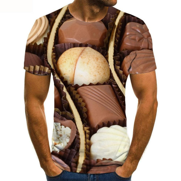 Chocolate T shirt Men Food Anime Clothes Party Shirt Print Harajuku Tshirts Casual
