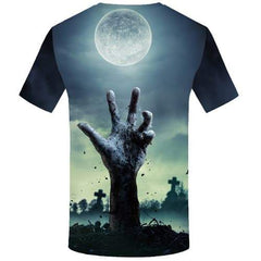 Halloween T-shirt Men Grave T-shirts 3d Hand Tshirts Novelty Moon Tshirt Anime Ghost T-shirts Graphic Short Sleeve Hip hop - KYKU