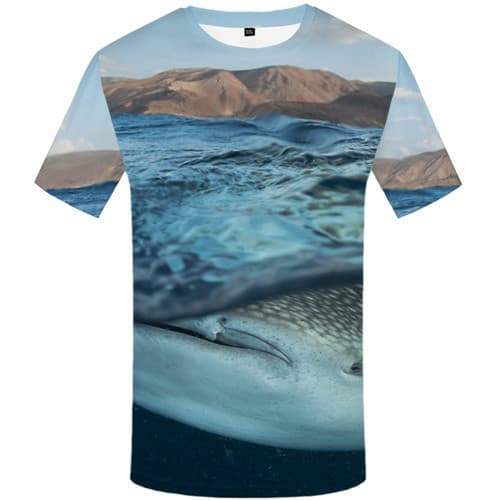 Shark T shirts Men Fish Tshirt Anime Animal T shirts Funny Mountain Shirt Print Harajuku Tshirts Casual Short Sleeve T shirts - KYKU