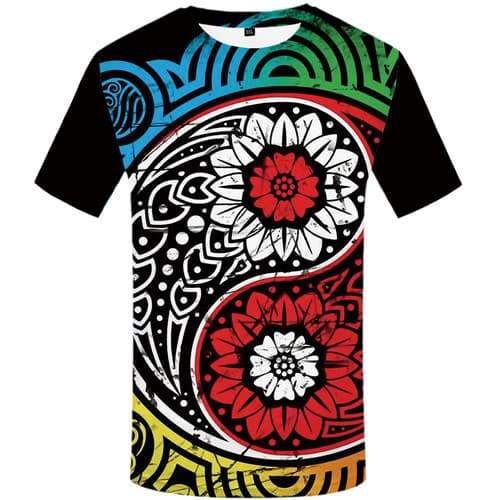 
Yin Yang T shirts Men Gossip T-shirts 3d Colorful Tshirts Cool Flower Tshirt Printed Short Sleeve Hip hop Mens Tops Slim O-Neck - KYKU
                
