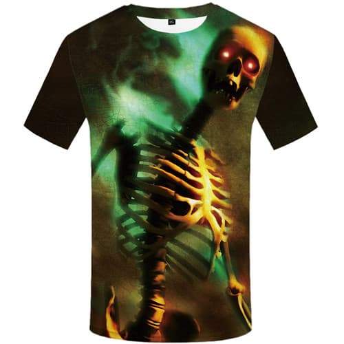 Skull T-shirt Men Skeleton Tshirt Anime Magic Tshirts Casual Punk Rock T-shirts 3d Short Sleeve summer Mens S-5XL Streetwear - KYKU