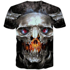 Skull T-shirt Men Skeleton T-shirts Graphic Flame Tshirts Novelty Punk Tshirts Casual Gothic T-shirts 3d Short Sleeve Hip hop - KYKU