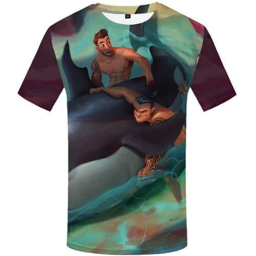 Shark T-shirt Men Fish Tshirt Anime Character Tshirt Printed Cartoon T-shirts Graphic Animal T shirts Funny Short Sleeve Fashion - KYKU