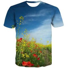 Flower T-shirt Men Cloud Tshirts Novelty Harajuku Shirt Print Colorful Tshirt Anime Leisure Tshirts Casual Short Sleeve - KYKU