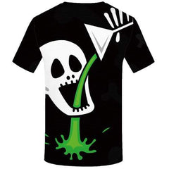Skull T shirts Men Skeleton Tshirts Novelty Cartoon Tshirt Anime Black Tshirts Cool Gothic Shirt Print Short Sleeve Fashion Mens - KYKU