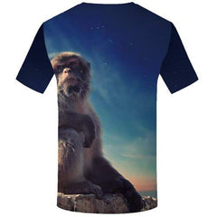 Monkey T shirts Men Galaxy Space T shirts Funny Animal T-shirts 3d Mountain Tshirts Casual Nebula Shirt Print Short Sleeve - KYKU