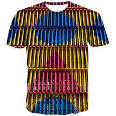 Psychedelic T-shirt Men Graffiti Tshirt Printed Colorful Tshirts Cool Vintage Shirt Print Harajuku T-shirts Graphic Short Sleeve - KYKU