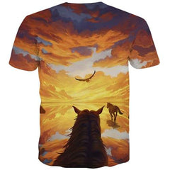 Animal T shirts Men Graffiti Tshirts Cool Sunset Shirt Print Funny Tshirts Novelty Harajuku Tshirt Anime Short Sleeve Full Print - KYKU