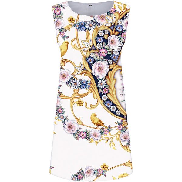 Flower Dress Women Art Korean Style Bird Office Animal Sundress Harajuku Vestido Sexy Womens Clothing Casual
