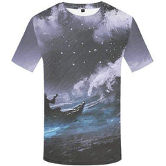 Wave T-shirt Men Art T-shirts 3d Graffiti Tshirts Casual Ferry T shirts Funny Character Tshirts Cool Short Sleeve Full Print - KYKU
