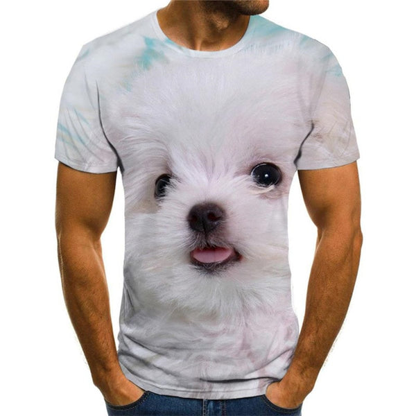 Little White Dog t shirts Puppy Cute Pets tee shirt man art costume Cool big Smart dogs