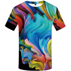Art T-shirt Men Graffiti Tshirts Cool Colorful Tshirts Novelty Abstract Tshirt Printed Character Tshirt Anime Short Sleeve - KYKU