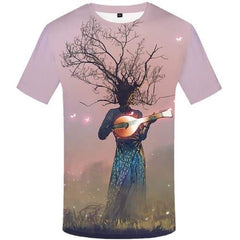 Skull T shirts Men Music Tshirt Printed Harajuku Tshirts Novelty Tree Shirt Print Gothic Tshirts Casual Short Sleeve Fashion - KYKU