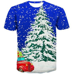 Christmas Tree T-shirt Men Christmas Tshirt Anime Snow T-shirts 3d Harajuku Shirt Print Funny Tshirts Casual Short Sleeve summer - KYKU